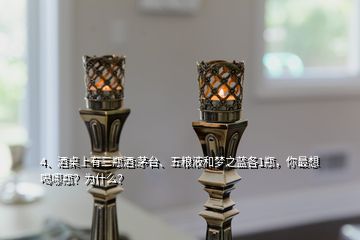 4、酒桌上有三瓶酒:茅臺、五糧液和夢之藍各1瓶，你最想喝哪瓶？為什么？