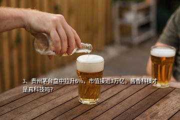 3、貴州茅臺盤中拉升6%，市值接近3萬億，醬香科技才是真科技嗎？