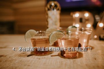 4、茅臺鎮(zhèn)酒廠銷量或者規(guī)模前十名有哪些酒廠？