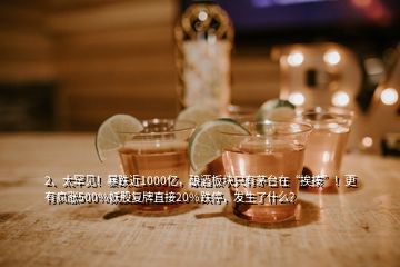 2、太罕見！暴跌近1000億，釀酒板塊只有茅臺在“挨揍”！更有瘋漲500%妖股復(fù)牌直接20%跌停，發(fā)生了什么？