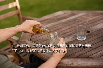 1、貴州茅臺、國酒茅臺從6月30日起不在是國酒茅臺商標?了，你們覺得茅臺酒改什么名字合適？