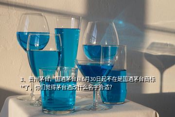 3、貴州茅臺、國酒茅臺從6月30日起不在是國酒茅臺商標(biāo)?了，你們覺得茅臺酒改什么名字合適？