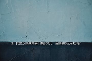 3、向武漢捐款同事們捐800元，我捐880元可以嗎？