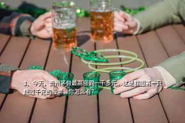 3、今天，貴州茅臺(tái)最高漲到一千多元，這是我國(guó)第一只超過(guò)千元的股票，你怎么看？