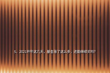 5、2021開(kāi)年這幾天，基金漲了這么多，還能繼續(xù)買嗎？