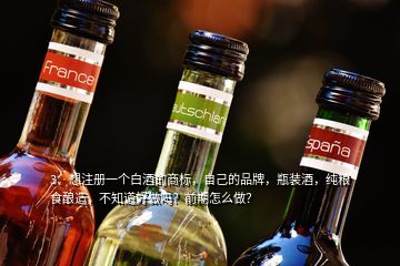 3、想注冊(cè)一個(gè)白酒的商標(biāo)，自己的品牌，瓶裝酒，純糧食釀造，不知道好做嗎？前期怎么做？