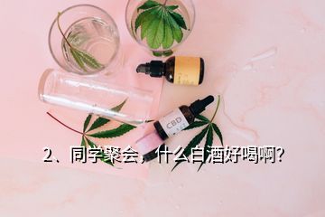 2、同學聚會，什么白酒好喝?。?></p><p>同學聚會，不知道你們是哪個年齡段的同學，但問題既然問了，說明你應該年齡不大，喝的酒不夠多。各個地域也都有自己的酒，沒有辦法推薦，要說給你推薦<a href=