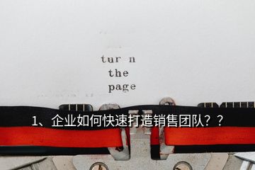 1、企業(yè)如何快速打造銷售團(tuán)隊(duì)？？