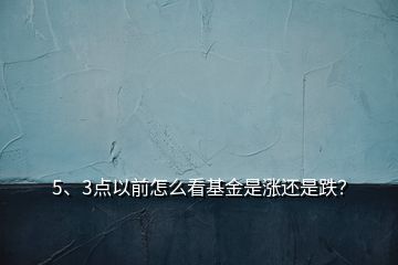 5、3點以前怎么看基金是漲還是跌？