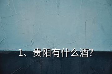 1、貴陽有什么酒？