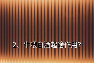 2、牛喂白酒起啥作用？