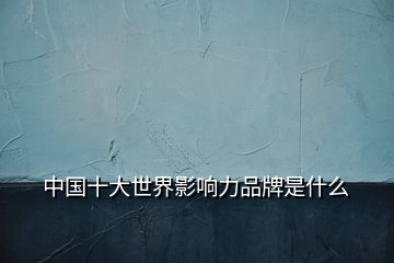 中國(guó)十大世界影響力品牌是什么