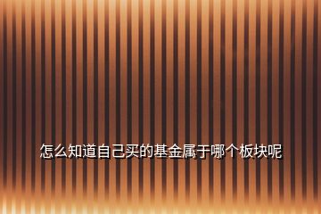 怎么知道自己買的基金屬于哪個板塊呢