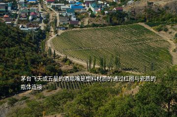 茅臺飛天或五星的酒瓶嘴是塑料材質(zhì)的通過紅圈與瓷質(zhì)的瓶體連接