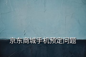 京東商城手機預(yù)定問題