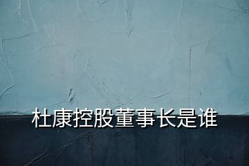 杜康控股董事長(zhǎng)是誰