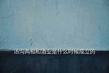 湯溝兩相和酒業(yè)是什么時(shí)候成立的