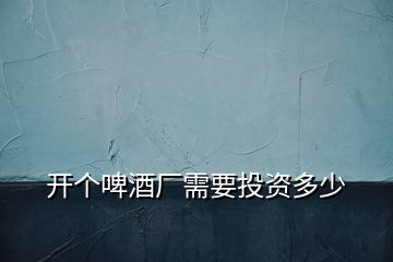 開個(gè)啤酒廠需要投資多少