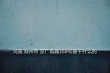 河南 鄭州市 京廣南路168號是干什么的