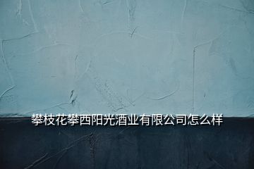 攀枝花攀西陽光酒業(yè)有限公司怎么樣