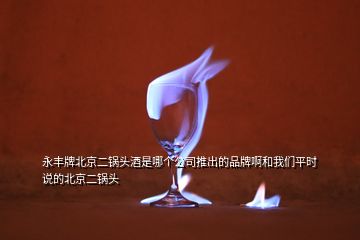 永豐牌北京二鍋頭酒是哪個(gè)公司推出的品牌啊和我們平時(shí)說的北京二鍋頭