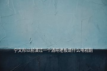 寧文彤以前演過(guò)一個(gè)酒吧老板是什么電視劇