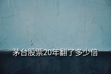 茅臺(tái)股票20年翻了多少倍