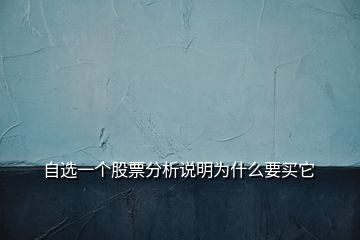 自選一個(gè)股票分析說明為什么要買它