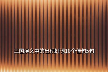 三國(guó)演義中的出現(xiàn)好詞10個(gè)佳句5句