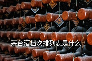 茅臺酒檔次排列表是什么