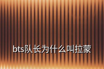 bts隊(duì)長(zhǎng)為什么叫拉蒙