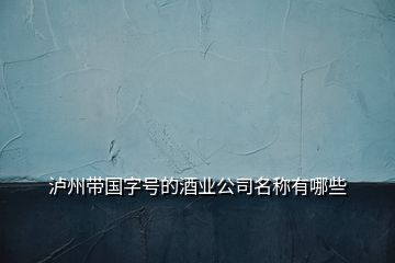 瀘州帶國(guó)字號(hào)的酒業(yè)公司名稱有哪些