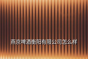 燕京啤酒衡陽有限公司怎么樣