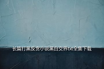 長(zhǎng)篇打黑反貪小說(shuō)黑白交界txt全集下載