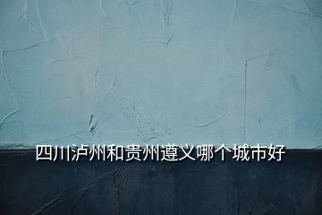 四川瀘州和貴州遵義哪個城市好