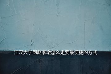 江漢大學到趙家墩怎么走要最便捷的方式