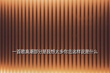 一首歌高潮部分是我想太多你總這樣說(shuō)是什么