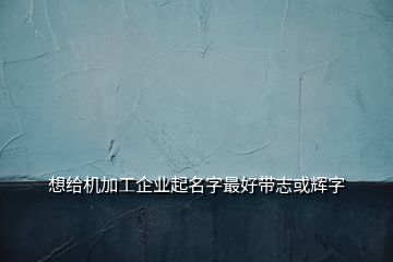 想給機加工企業(yè)起名字最好帶志或輝字