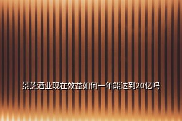 景芝酒業(yè)現(xiàn)在效益如何一年能達到20億嗎