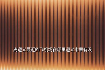 離遵義最近的飛機場在哪里遵義市里有沒