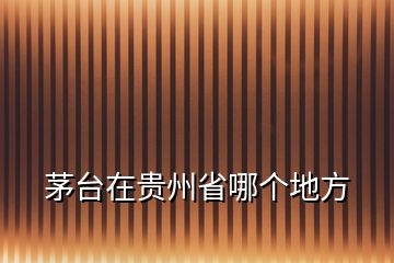 茅臺在貴州省哪個(gè)地方