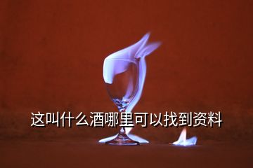 這叫什么酒哪里可以找到資料