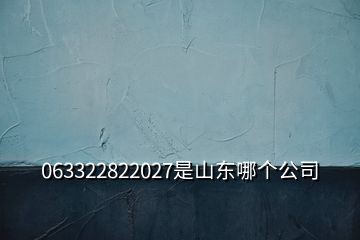 063322822027是山東哪個(gè)公司