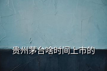 貴州茅臺(tái)啥時(shí)間上市的