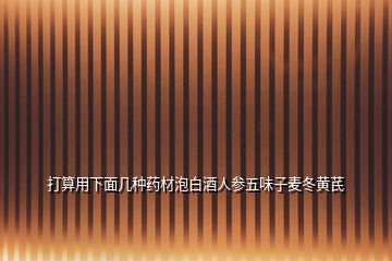 打算用下面幾種藥材泡白酒人參五味子麥冬黃芪