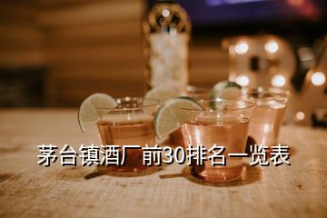 茅臺(tái)鎮(zhèn)酒廠前30排名一覽表