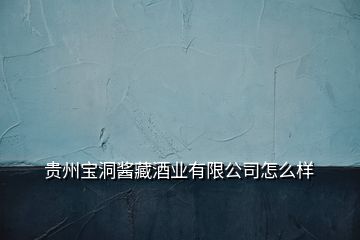 貴州寶洞醬藏酒業(yè)有限公司怎么樣