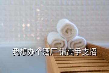 我想辦個酒廠 請高手支招