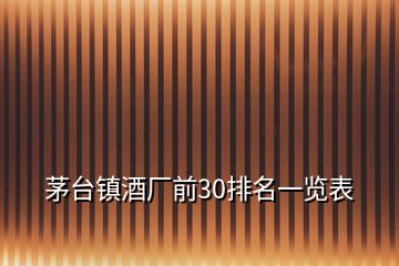 茅臺鎮(zhèn)酒廠前30排名一覽表