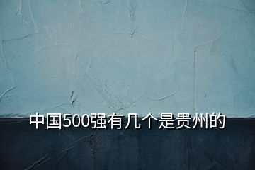 中國500強(qiáng)有幾個是貴州的